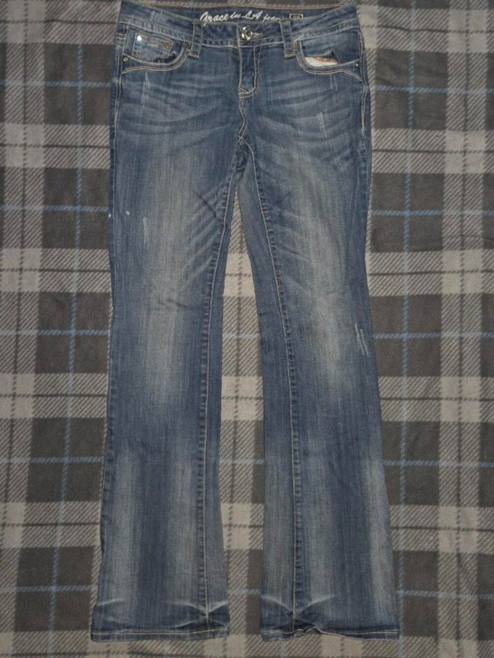 y2k 2000s style grace in la bootcut flare low rise denim jeans